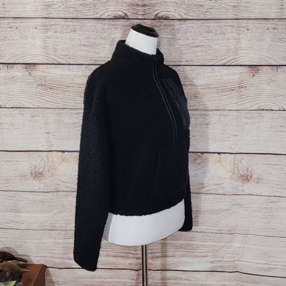NWT Xersion Faux Fur‎ Black Half Zip Sweatshirt Size X-Small - Picture 12 of 14